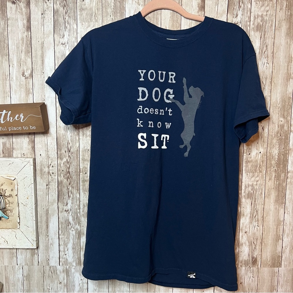 Navy Blue Dog Lover T-Shirt Medium